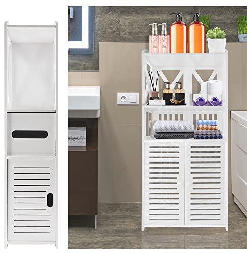 YouseaHome Weiße wasserdichte Schränke Unabhängige Toilettenpapierschränke mit Papierrollen und Türen, Geeignet für Wohnzimmer, Schlafzimmer und Küche (7,1 x 7,9 x 31,5 Zoll)