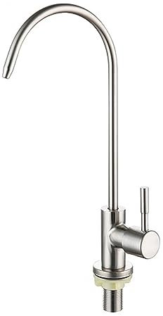 Osmoseanlage Trinkwasser Küche, Einloch 360° Kaltwasserarmatur, Wasserhahn für Wasserfiltersystem Aus Edelstahl,Gebürstet,G1/2''