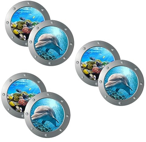 Angoily 6 Stk Wandaufkleber Meerestapete Schildkröten-fensteraufkleber 3d-delfin-poster Delphin Schälen Und Aufkleben Unter Meer Wandtattoos Seefisch-tapete Kind Tier Pvc Wandgemälde
