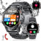 LIGE Smartwatch Herren, 100+ Sportmodi Outdoor Militär Sportuhr mit Telefonfunktion 1.39 Zoll 400mAh IP68 Wasserdicht für Android iOS mit Herzfrequenzmonitor SpO2 Blutdruck Schlafmonitor Schwarz