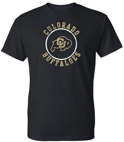 NCAA Distressed Circle Logo, Team-Farbe, T-Shirt, College, Universität, University of Colorado Buffaloes Schwarz, XL