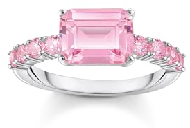 THOMAS SABO 2 Solitärring mit pinkfarbenen Steinen Silber 925 Sterlingsilber TR2451-051-9