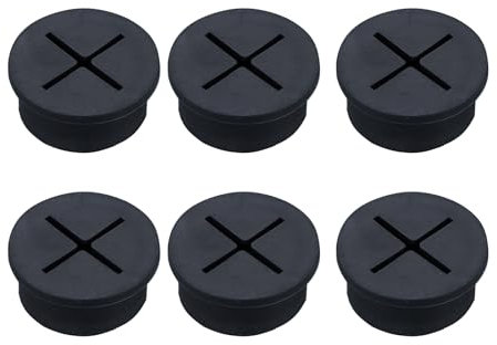 Leliafleury Cable Cord Grommet 6Pcs 25mm Wire Hole Cover Rubber Grommets Wire Cable Grommet Desk Grommets for Office Home Desk Table Wire Organizer (Black)