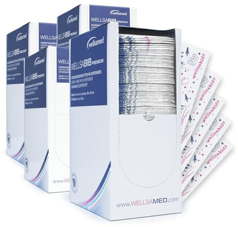 wellsamed Patientenservietten 500 Stück im Dispenser 3-lagig 33 x 45 cm Arbeitsplatzabdeckungen Kosmetik Tattoo Studios Praxis (wellsakids)