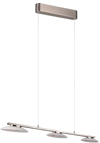 Trio LED Sospensione Merton 343610307, Metallo Nichel opaco, Vetro bianco, incl. 3 x 9 Watt LED, interruttore dimmer, Lift Me