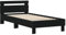 vidaXL Bettgestell, Bettrahmen mit Lattenrost, Bett Gästebett mit Kopfteil LED-Leuchten, Einzelbett Schlafzimmerbett Schlafzimmermöbel, Schwarz 90x200cm