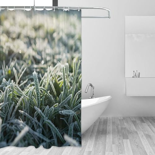 VACSAX Duschvorhang, 182 x 182 cm, wasserdicht, waschbar, Stoff, Badezimmervorhang, Gras, Eiskönigin, Druck, Duschkabinenvorhang mit Haken, Vorhang für Badezimmer-Dekor