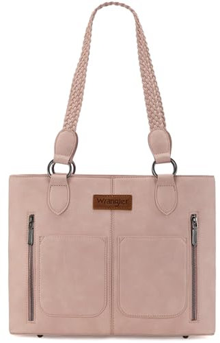 Wrangler Tragetasche im Used-Look für Damen, Western-Geldbörse, mehrere Taschen, Handtaschen und Schultertasche, Geflochtenes Rosa, Einheitsgröße