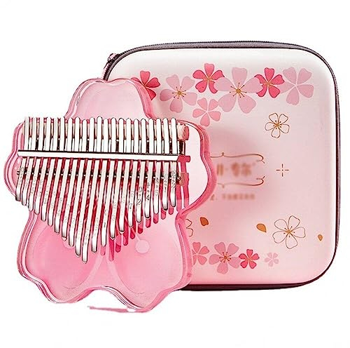 Süßes Daumenklavier Kalimba 17 Tasten Rosa Kirschblütenförmiges Transparentes Mini-fingerklavier Kalimba Musikinstrument Für Kinder