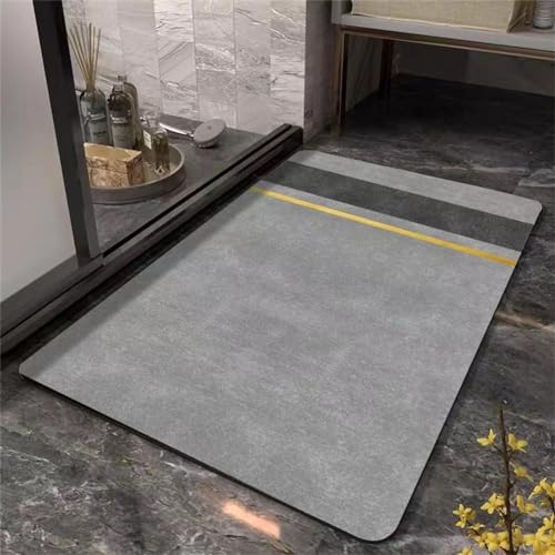 Fooyho Badematte Rutschfester Badezimmerteppich Groß Absorbierender Badteppich 140x200cm Schnelltrocknende Badematte Stein Bath Mat, Saugfähig Badvorleger rutschfest Waschbar Duschvorleger Classic