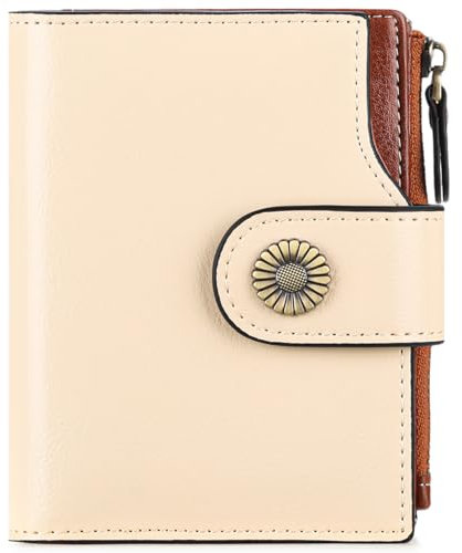 SENDEFN Portemonnaie Damen Echtleder, Bifold Compact RFID-Blockierung Geldbeutel Damen, Geldbörse Damen mit 16 Kartenfächern und 1 Reißverschlussfach