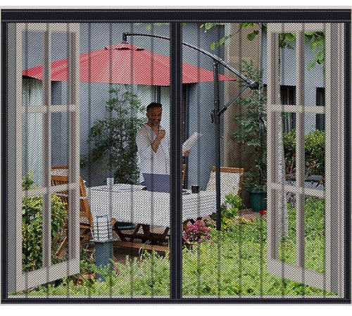 FYHDSH Magnetic Window Screen, Magnetic Fly Screen for Window Mesh, Magnetic Window Fly Screen Net, Keep Bugs Out Lets Fresh Air in, Full Frame Magic Tape, （130x210cm） Black-c