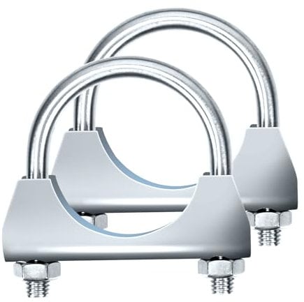 Glarks 2 x Exhaust U-Clamps 45 mm (1-3/4 in) Exhaust Clamps Design with Saddle Flange for Exhaust Tailpipe