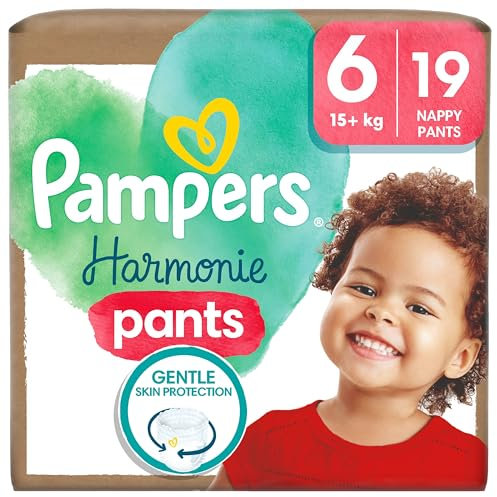 Pampers Harmonie Baby Windeln, Größe 6, 19 Stück, 15kg+, 360° Passform und weiche Außenhülle aus hochwertiger Baumwolle