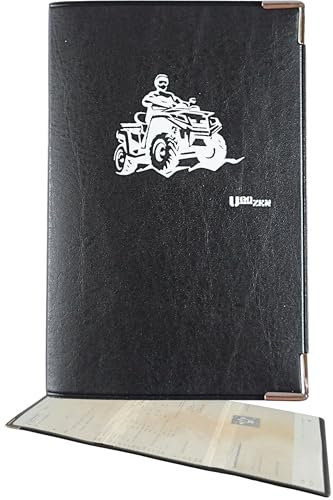 Ugozen Pochette Carte Grise Quad, Accessoire Auto Etui Protege Carte Grise et Assurance Permis,Housse Range Carte Grise Noir avec Coins de Fabrication FRANÇAISE
