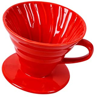 Hohopeti Keramik Kaffeekessel Handfilterbecher Rot 1-4 Tassen Kreativer Kaffeefilter Für Home Office