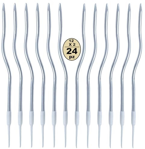 Festa Centro 24 Candele Torta di Compleanno,Candele a Spirale di Compleanno Lunga E Sottile con superficie metallica,Candela a Spirale Cupcake per Compleanno Partito Torta Decorazioni (Argento)