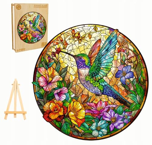 PASJO - Holzpuzzle Erwachsene mit Vögelmotiv 300 Teile 34x34 cm - Geschenkidee für Kinder - Holz Puzzle Vögel - Einzigartige Tierförmige Holz-Puzzle - Creative Jigsaw aus Holz für Erwachsene