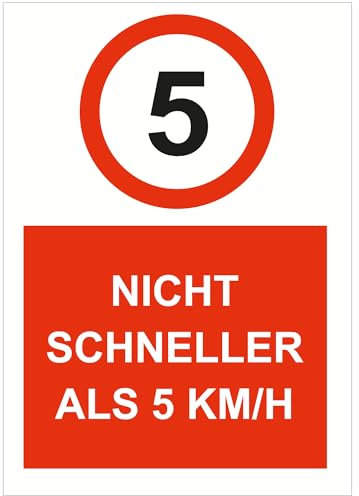 Indigos UG - Schild 5 kmh Speedlimit, Tempolimit - 297x420 - Hotel, Firma, Schutz, KITA, Arzt, Praxis - Sicherheit - Warnung - Aluverbundplatte 3mm, Wohnung - Hinweisschild - Warnschild