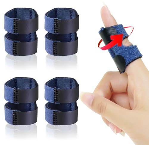 Jdkouh 4 Stück Fingerschiene,Verstellbare Stacksche Schiene,Atmungsaktiv Fingerbandage,Trigger Fingerschienen Zeige,Mittel,Ring,kleinen Finger für Gebrochene Verstauchte,Arthritis(Blau ohne Löcher)