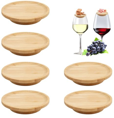 TESSTSY Wine Glass Charcuterie Topper, 6 Piezas Tapa De Charcutería De Copa De Vino, Tapa De Copa De Vino De Madera, Adorno De Charcutería Para Copa De Vino, para Aperitivos y Servir Frutas, Postres