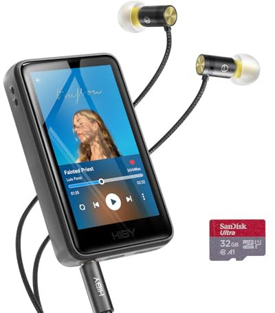 HiBy R1 HIFI MP3 Player with bluetooth 5.1 Hi-Res audio Certified DSD 256 Native Tidal Qobuz player MSEB Tuning 3”touchscreen 32GB+ Yves earphones