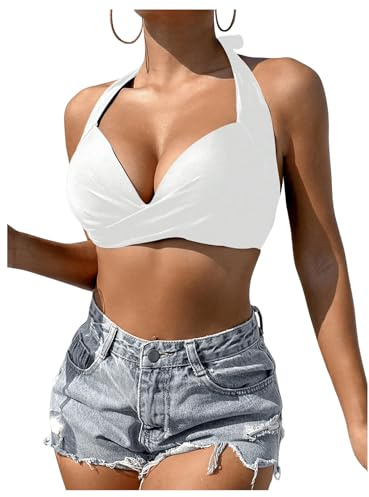 GORGLITTER Damen Bikini Oberteil Push Up Neckholder Bikini Top Triangel | Bikini Oberteil Push Up, Neckholder Bikini Top, Halter Bikini Oberteil, Sommer Strand Outfits