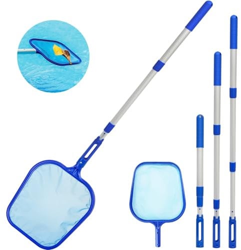 Pool Kescher Netz mit 88 - 140CM Teleskopstange, Whirlpools Teich Blatt Rake Feinmaschig Skimmer für die Reinigung der Oberfläche von Schwimmbad Teiche Springbrunnen Blätter Reinigen