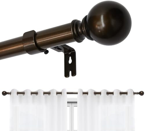 Joydeco Einstellbare Bronzefarben Gardinenstange Set 81cm-198cm Dekorative Vorhangstange mit Aluminium Endkappe für Duschraum Schlafzimmer Wohnzimmer DEY7A