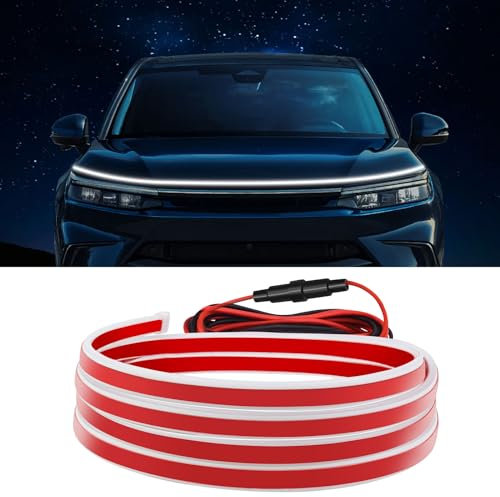 YUGUANG Bande Lumineuse LED pour Capot de Voiture,170cm Blanc étanche Flexible, Scan Dynamique pour Voiture SUV Camion