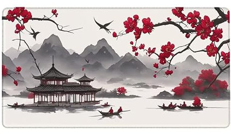 Gaming Tapis de Souris bâtiment ancien Tapis de Souris XXL 1600x800X0.3MM Grand Tapis de Souris Japon Désign Tapis Souris Gaming Accessoire pour Améliore la Précision et la Vitesse pour Gamer, PC-4110