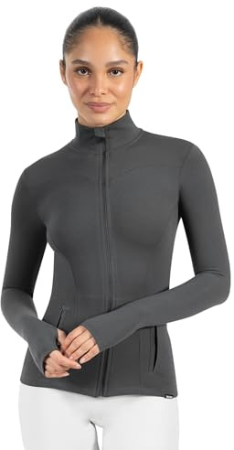 SMILODOX Sportjacke Damen Kenna, Laufjacke mit Stehkragen, Sport Oberteil mit tailliertem Schnitt & Daumenlöchern, Körperbetonte Sportjacke, Fitness Oberteil ideal für Freizeit, Sport, Laufen & Yoga