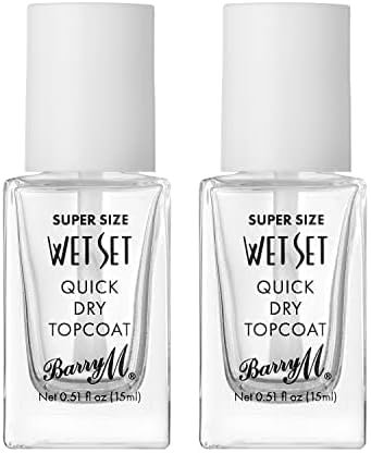 Barry M Super Size Wet Set Quick Dry Topcoat Nail Polish, Clear, Size 15ml (Pack of 2)