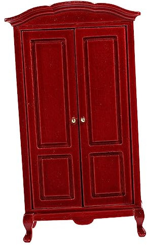 VICASKY Chaise d'amour sans bras - Jouet en bois - Armoire en bois - - Meubles miniatures - Maison de poupée - Armoire miniature - Petit modèle d'armoire rouge