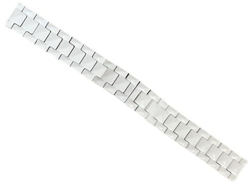 FackLOxc 16 mm/18 mm breites Keramik-Uhrenarmband, Ersatz-Uhrenarmband, drei Perlen, flaches Ende, Uhrenarmband für stilvolle Männer und Frauen, 16 mm, Keramik