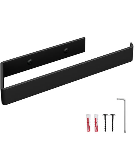 HOLZBRINK Porte sopalin Noir Mat 244x72 mm | Porte Serviette Mural pour Salle de Bain, Cuisine, Toilette | Accroche Serviette, dérouleur sopalin