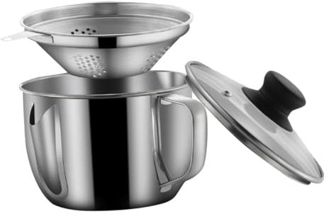 Homoyoyo Edelstahl Schüssel Mit Deckel Und Sieb Für Öl Und Fettabscheidung Effektive Trennung Von Öl Und Suppe Für Küche Und Zuhause