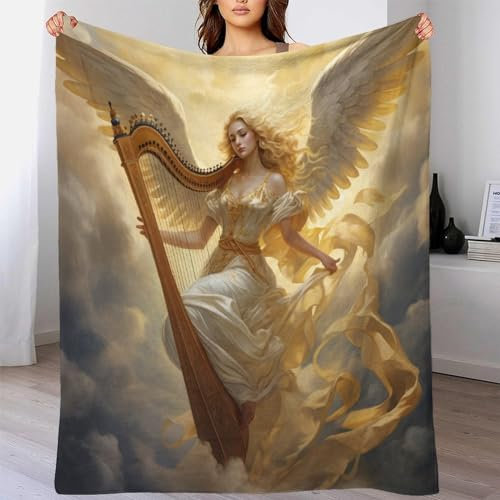 GQmoney Angel Big Fluffy Blanket Leichte, personalisierte Decken für Kinder für Schlafzimmer und Büros für Wohnzimmer und Schlafzimmer 127 x 152 cm