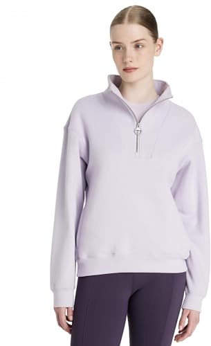 LeMieux Keira Quarter Zip Sweat - Relaxed-fit - Soft Brushback Fleece - Easy-Access Side-Entry Pockets - Lilac - UK14