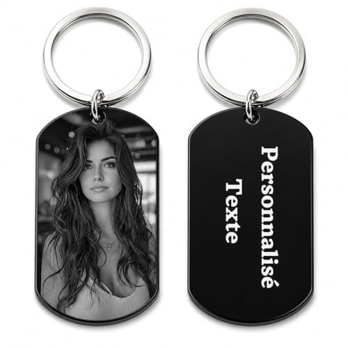 Sophon Porte-clés personnalisé photo – Thème “Mindset/Attitude”, Gravure Laser Noir et Blanc, Double Face avec Texte Personnalisable, Cadeau pour Anniversaire et Occasions Spéciales