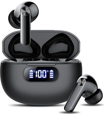 Kopfhörer Kabellos Bluetooth, In Ear Kopfhörer Bluetooth 5.3 mit 4 ENC Noise Cancelling Mic, 2026 Neue Kopfhörer Kabellos LED Anzeige, 48Std Earbuds, HiFi Stereo IP7 Wasserdicht Ohrhörer für Arbeit
