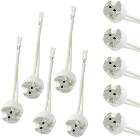 10 Stück 12V GU5.3 Fassung, 12-250V, mit 14cm Kabel | Basis mit 14 cm Kabeln aus hochwertigem Silikon, Halterung MR16 GU5.3 G4 GU4 G6.35 für LED-Spot Halogen