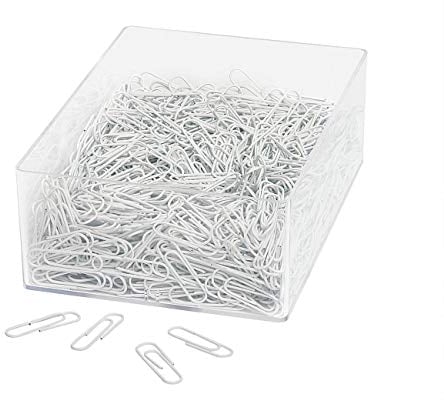 Wedo 901244600 Büroklammer (aus Metall 27 mm, kunststoffummantelt in Klarsichtdose) 1000 Stück, weiß