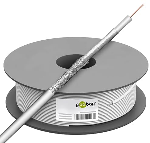 Goobay 27528 100 dB Câble d'antenne Coaxial, 2x Blindé, CCS, Blanc, 100m Longueur