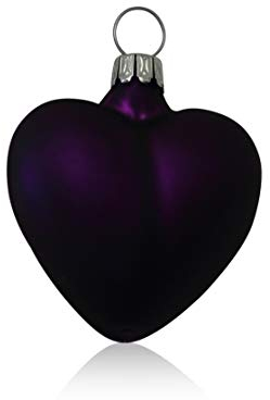Lauschaer Glas Christbaumschmuck Herzen klein lila matt 4 Stück Christbaumschmuck Weihnachtsbaumschmuck mundgeblasen