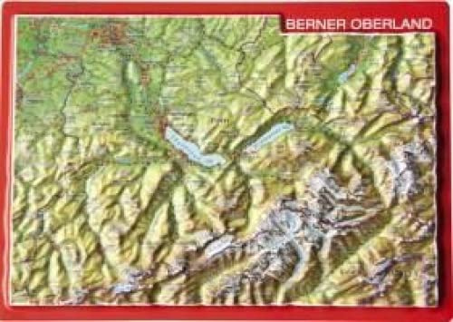 Berner Oberland. Bernese Oberland, Reliefpostkarte: Tiefgezogene Reliefpostkarte