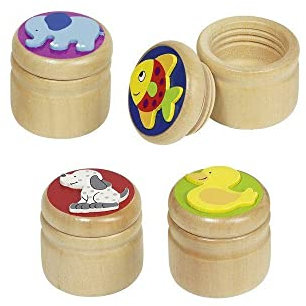 Goki 60915 Milchzahnbox, Elefant, Ente, Fisch, Hund, gemischt