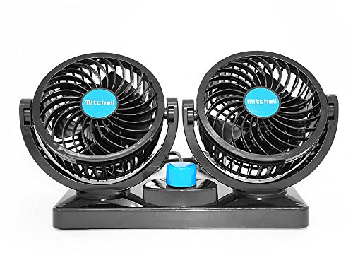 Xcellent Global, doppio ventilatore per auto girevole, silenzioso, sicuro per i bambini, 12 V, AT015