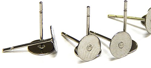 50 Ohrstecker Ohrhaken Ohrring Fassung für 6mm Cabochons Edelstahl 304 Rund M125