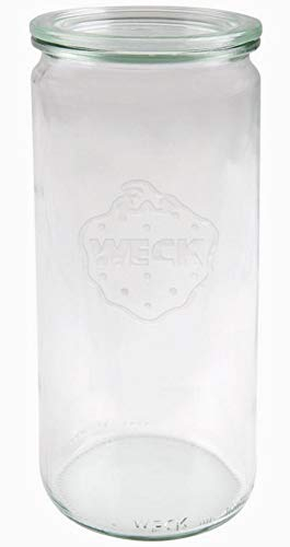 Weck 6 Einkochgläser 1,0 Liter Zylinderglas RR80 mit Glasdeckel im Original Karton (Mit Glasdeckel)